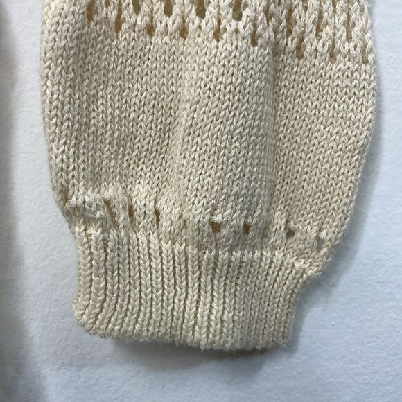 Wild Pearl Open Cardigan with fringe boho cotton crochet design Large cream - Picture 6 of 14